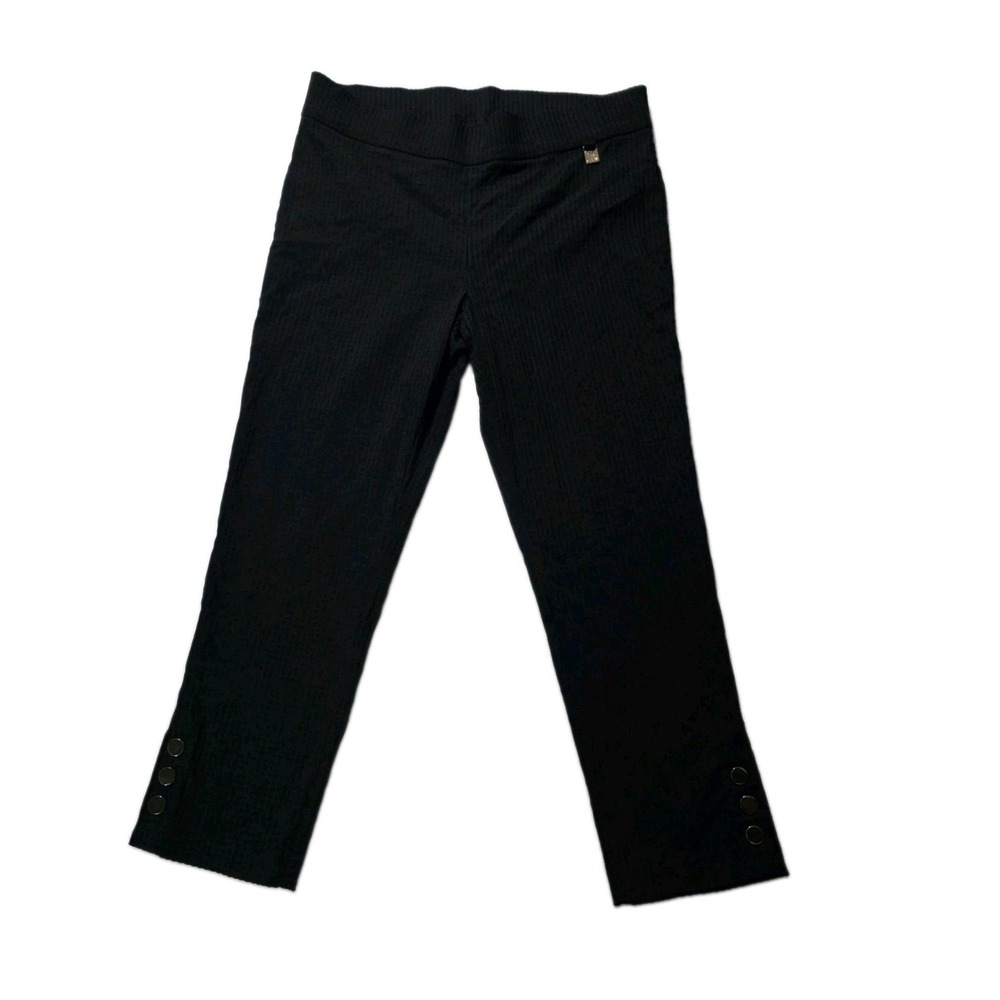 Rafaella Women's Pants Straight Leg Black Elastic Waist Size 14P